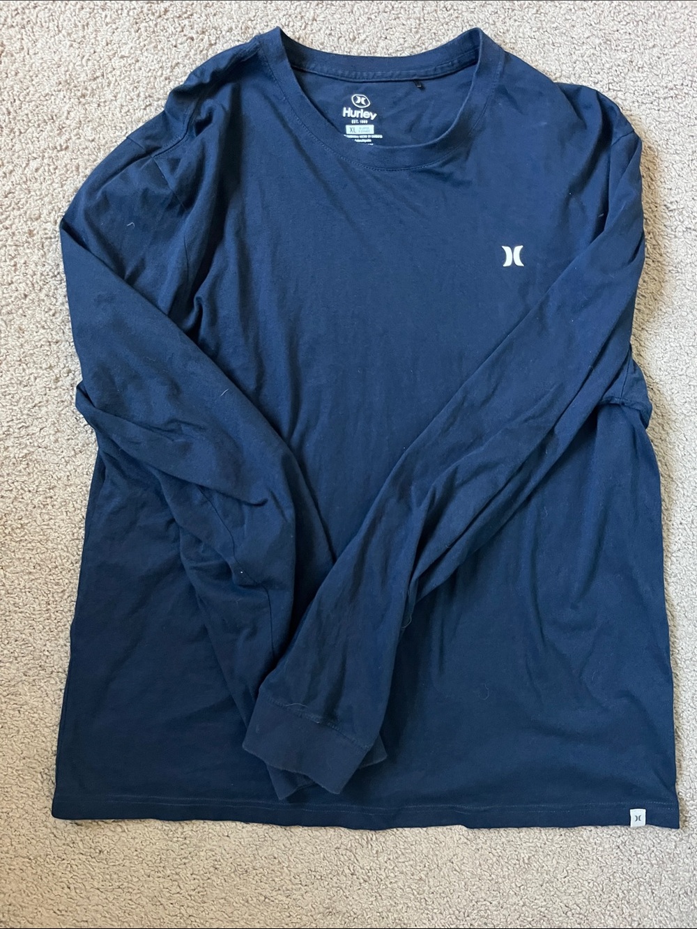 EUC Hurley Mens Navy Long Sleeve Crew Shirt